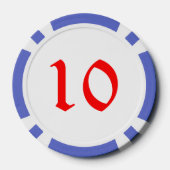 Santa Skiën blauw 10 gestreepte poker chip (Achterkant)