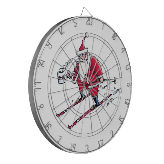 Santa Skiën dartboard Dartbord (Voorkant Links)