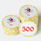 Santa Skiën geel 500 gestreepte poker chip (Opstapeling)