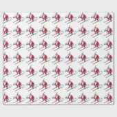 Santa Skiën glanzend inpakpapier (Vlak)