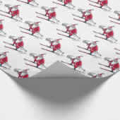 Santa Skiën glanzend inpakpapier (Hoek)