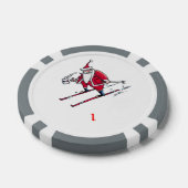 Santa Skiën grijs 1 gestreepte poker chip (Enkel)