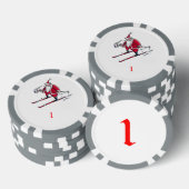 Santa Skiën grijs 1 gestreepte poker chip (Opstapeling)