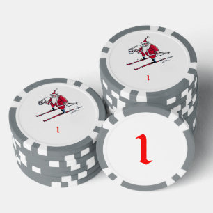 Santa Skiën grijs 1 gestreepte poker chip