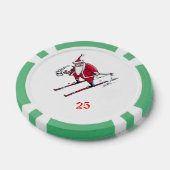 Santa Skiën groen 25 gestreepte poker chip (Enkel)