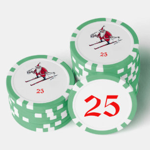 Santa Skiën groen 25 gestreepte poker chip