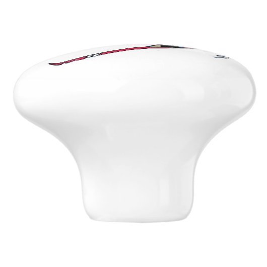 Santa Skiën keramische knop (Zijkant)