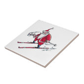 Santa Skiën kleine keramische tegel Tegeltje (Zijkant)