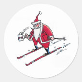 Santa Skien kleine ronde stickers (Voorkant)