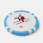 Santa Skiën lichtblauw 50 gestreepte poker chip (Enkel)
