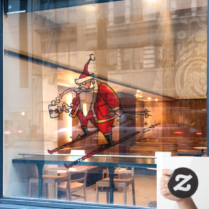 Santa Skiën lsee-thru raam klampen voorste stok Raamsticker