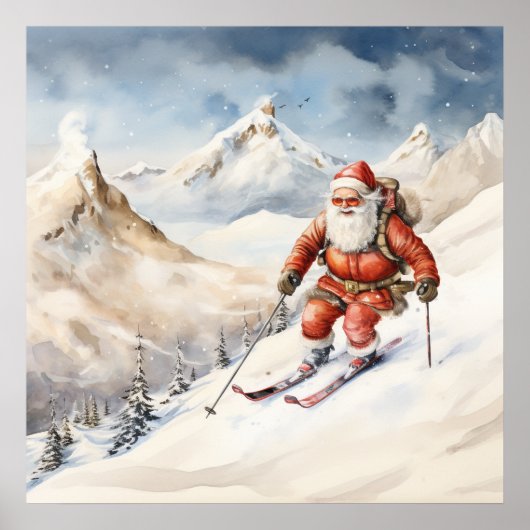 Santa Skiën Poster (Voorkant)
