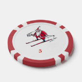 Santa Skiën rood 5 gestreepte poker chip (Enkel)