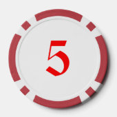 Santa Skiën rood 5 gestreepte poker chip (Achterkant)