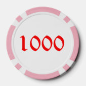 Santa Skiën roze 1000 gestreepte poker chip (Achterkant)