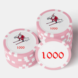 Santa Skiën roze 1000 gestreepte poker chip