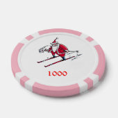 Santa Skiën roze 1000 gestreepte poker chip (Enkel)