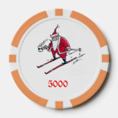 Santa Skiën sinaasappel 5000 gestreepte poker chip (Voorkant)