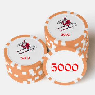 Santa Skiën sinaasappel 5000 gestreepte poker chip