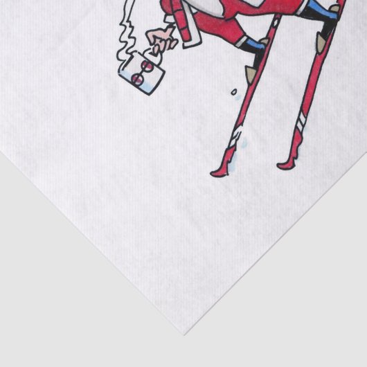 Santa Skiën tissuepapier groot (Detail)