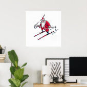 Santa Skiën waarde matte poster (Thuiskantoor)