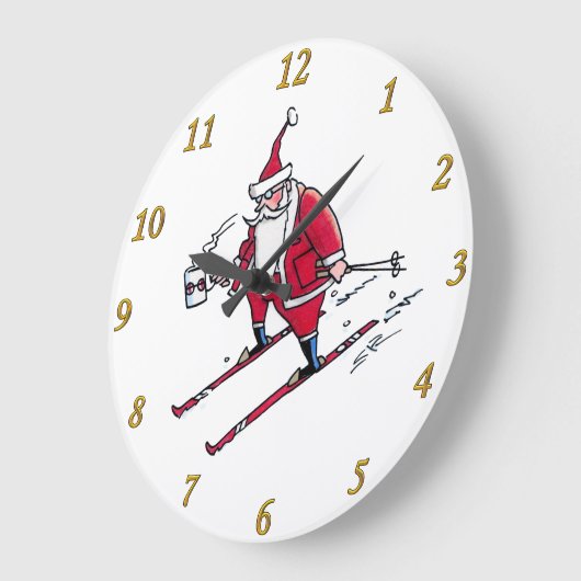 Santa Skiën wandklok (Hoek)