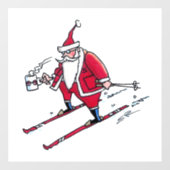 Santa Skiën wit venster cling Raamsticker (Vel)