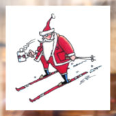 Santa Skiën wit venster cling Raamsticker (Vel 2)
