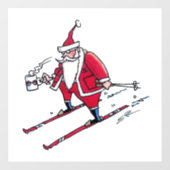 Santa Skiën wit venster cling Raamsticker (Vel)