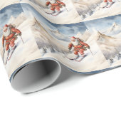 Santa Skiën Wrapping Papier (Rol Hoek)