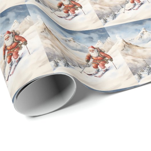 Santa Skiën Wrapping Papier (Rol Hoek)