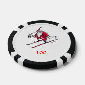 Santa Skiën zwart 100 gestreepte poker chip (Enkel)