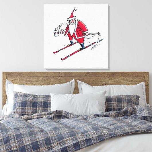 Santa Skiescanvasafdruk Canvas Afdruk (Insitu (Slaapkamer))