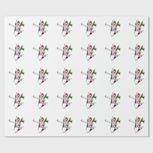 Santa Skiing Cadeaupapier (Vlak)