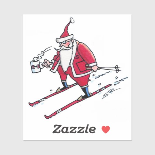 Santa Skiing contour sticker (Vel)