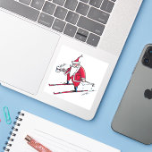 Santa Skiing contour sticker (Laptop met iPhone)