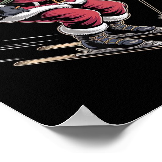 Santa Skiing Down Snowy Slopes  Poster (Hoek)