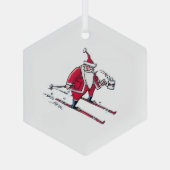 Santa Skiing hexagon glass ornament (Achterkant)