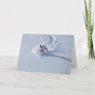 Santa Skiing in Snowbird Ski Resort, Wasatch Feestdagen Kaart