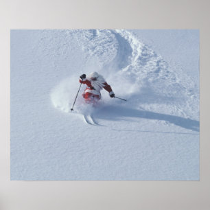 Santa Skiing in Snowbird Ski Resort, Wasatch Poster