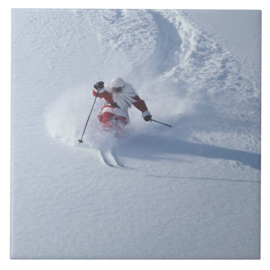 Santa Skiing in Snowbird Ski Resort, Wasatch Tegeltje (Voorkant)
