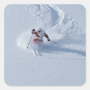 Santa Skiing in Snowbird Ski Resort, Wasatch Vierkante Sticker