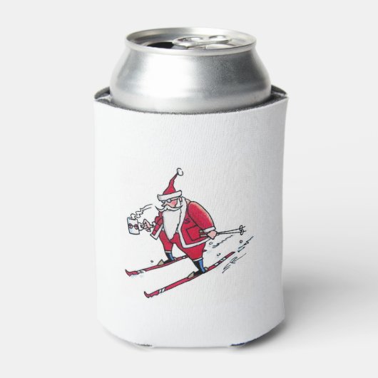 Santa Skiing koelbox 2-side Blikjeskoeler (Blikje Voorkant)