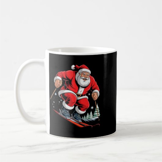 Santa Skiing Lover Funny Holiday Christmas Xmas Pa Koffiemok (Links)