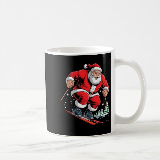 Santa Skiing Lover Funny Holiday Christmas Xmas Pa Koffiemok (Rechts)