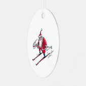 Santa Skiing oval metal ornament (Voorkant links)