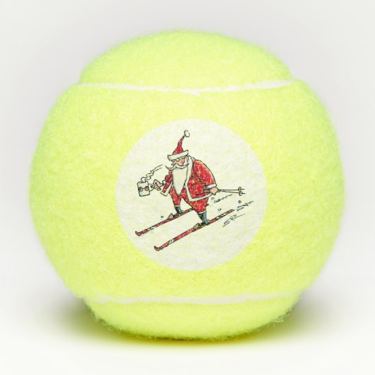 Santa Skiing Penn tennisballen (Voorkant)