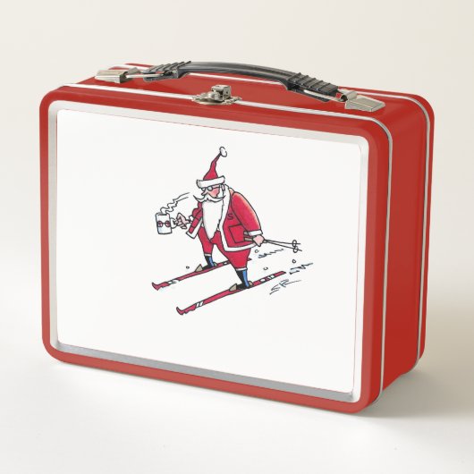 Santa Skiing Red lunchbox (Voorkant)