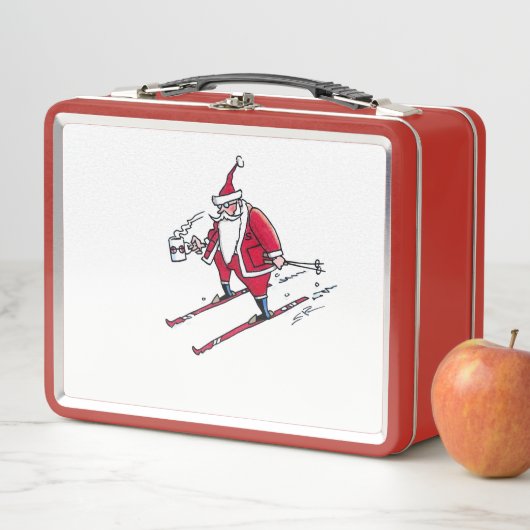 Santa Skiing Red lunchbox (In situ)
