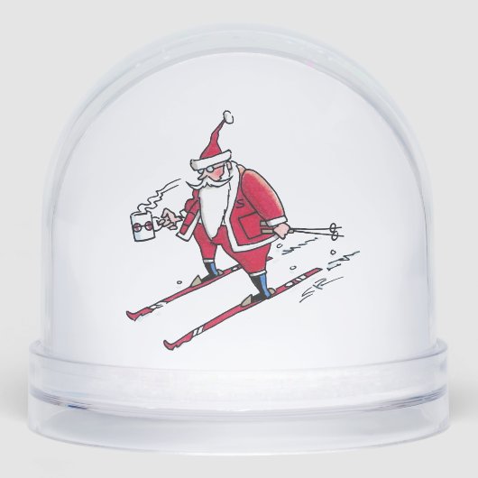 Santa Skiing snow globe Sneeuwbol (Voorkant)